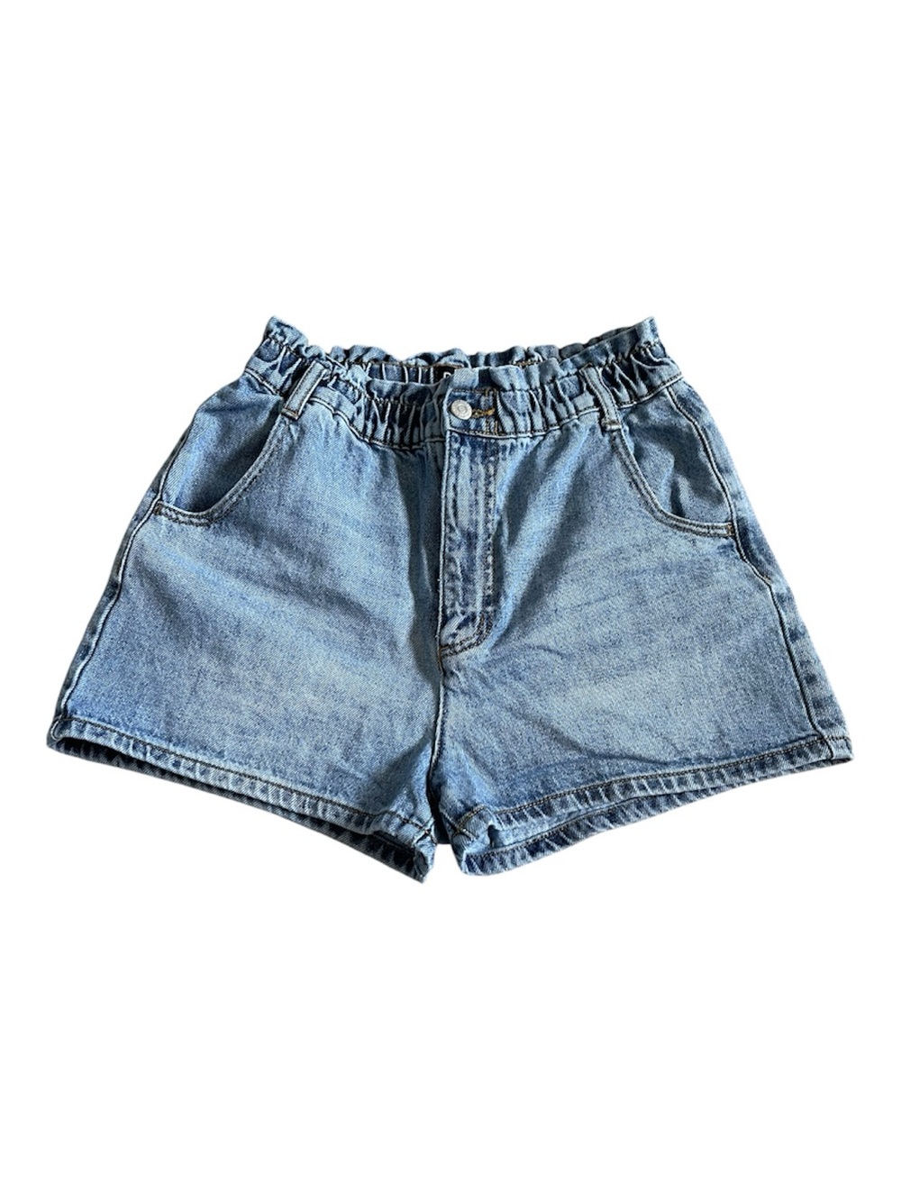 BDG Light Blue Paperbag Waist Denim Shorts
